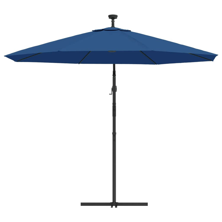 Zweefparasol Met Led-Verlichting En Stalen Paal Blauw 300 cm Azuurblauw