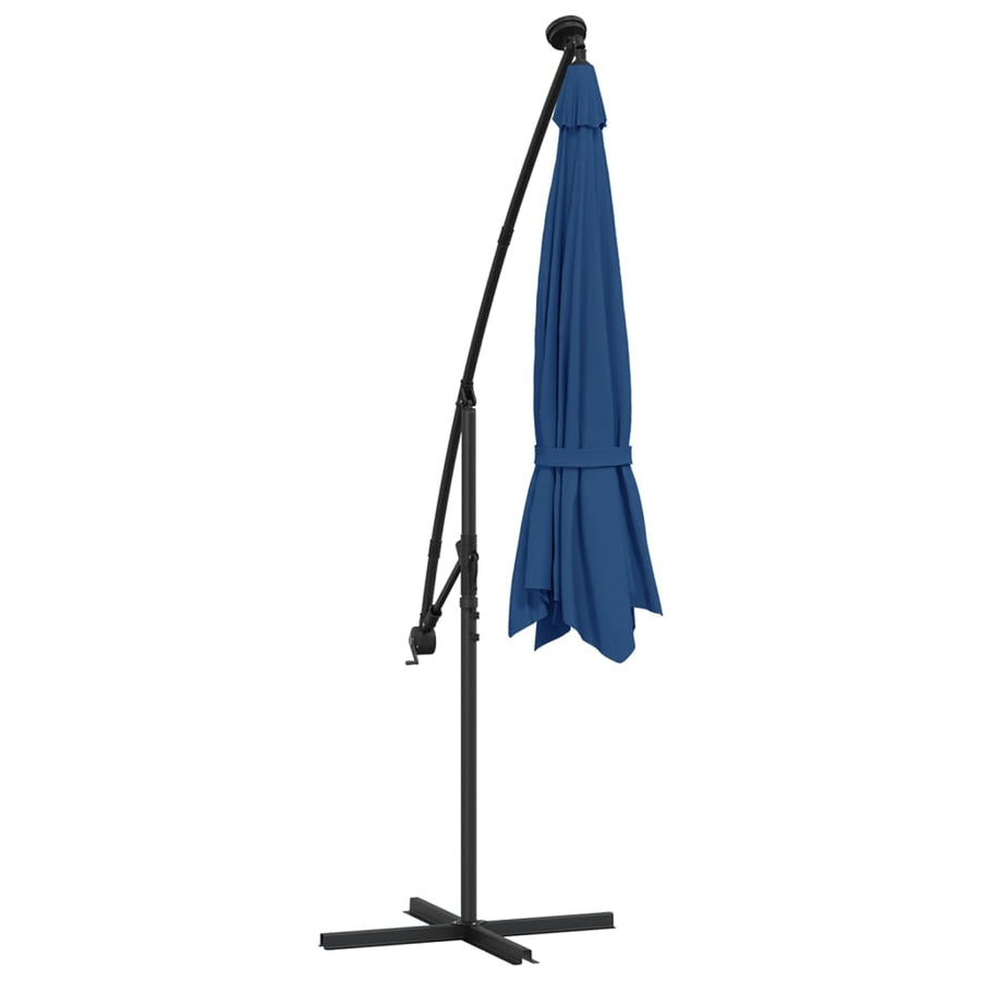 Zweefparasol Met Led-Verlichting En Stalen Paal Blauw 300 cm Azuurblauw