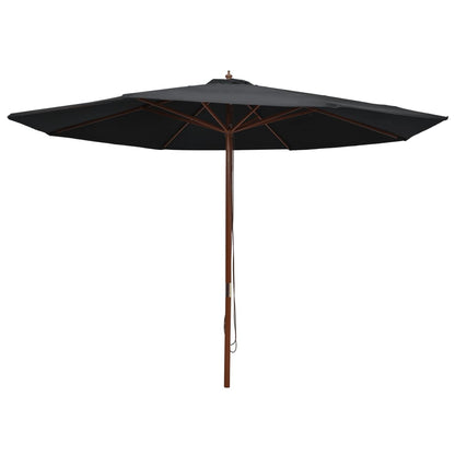 Parasol Met Houten Paal 350 Cm Zwart