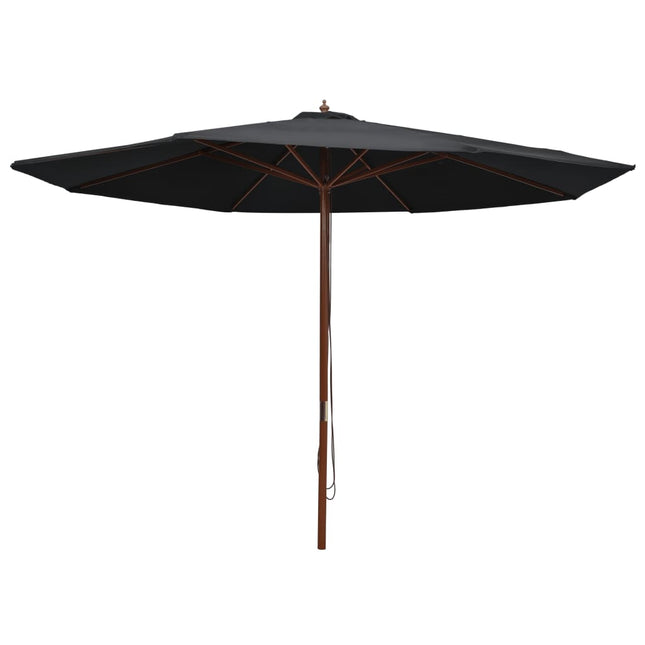 Parasol Met Houten Paal 350 Cm Zwart