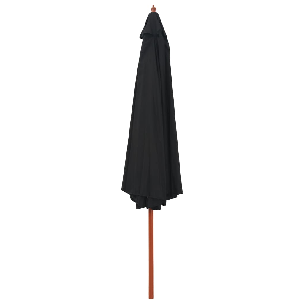 Parasol Met Houten Paal 350 Cm Zwart
