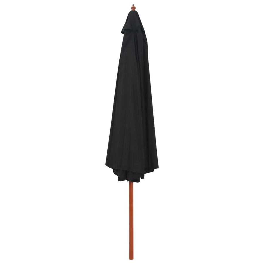 Parasol Met Houten Paal 350 Cm Zwart