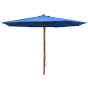 Parasol 350 cm blauw houten paal