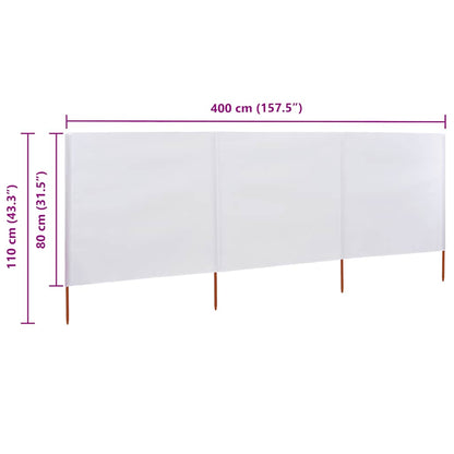 Windscherm 3-Panelen Stof 400 x 80 cm Zandwit