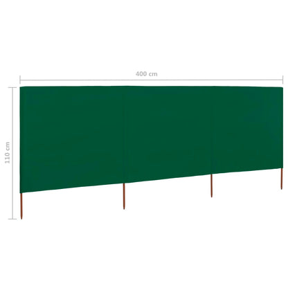 Windscherm 3-Panelen Stof 400 x 80 cm Groen