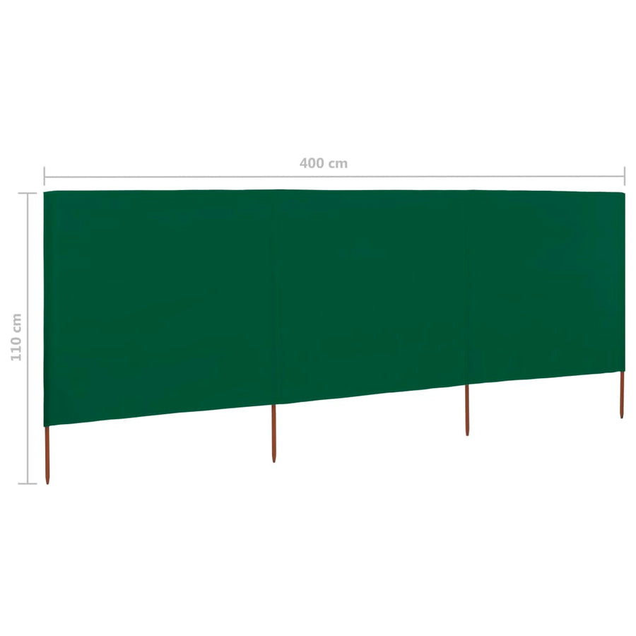 Windscherm 3-Panelen Stof 400 x 80 cm Groen