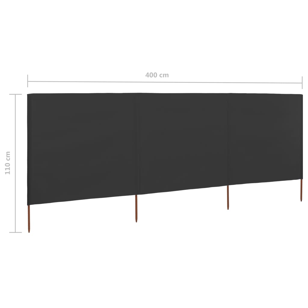 Windscherm 3-Panelen Stof 400 x 80 cm Antraciet