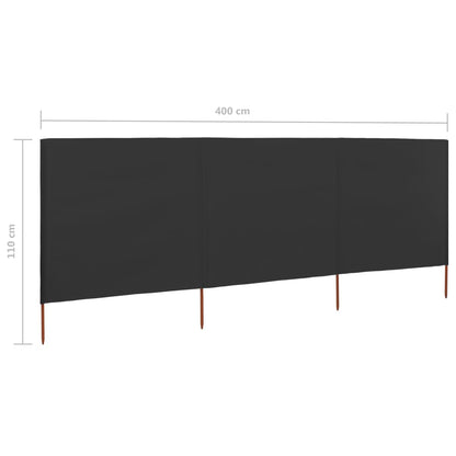 Windscherm 3-Panelen Stof 400 x 80 cm Antraciet