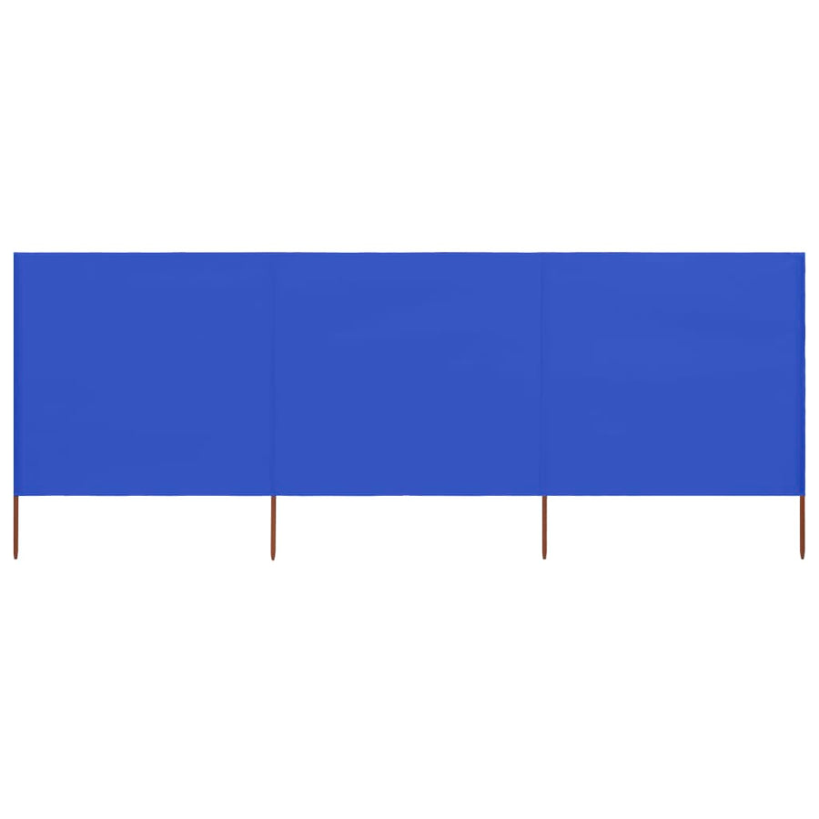 Windscherm 3-Panelen Stof Azuur 400 x 80 cm Blauw