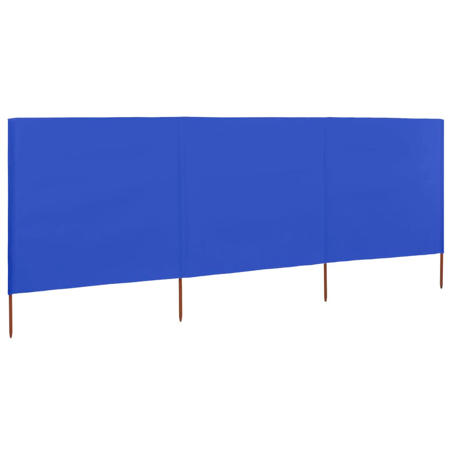 Windscherm 3-Panelen Stof Azuur 400 x 80 cm Blauw
