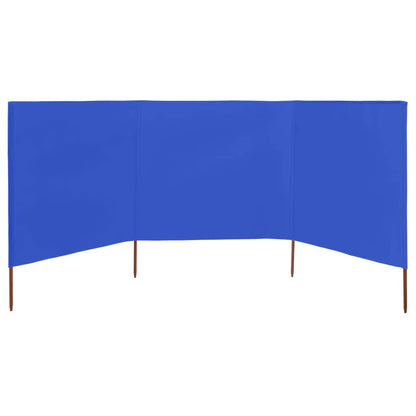 Windscherm 3-Panelen Stof Azuur 400 x 80 cm Blauw