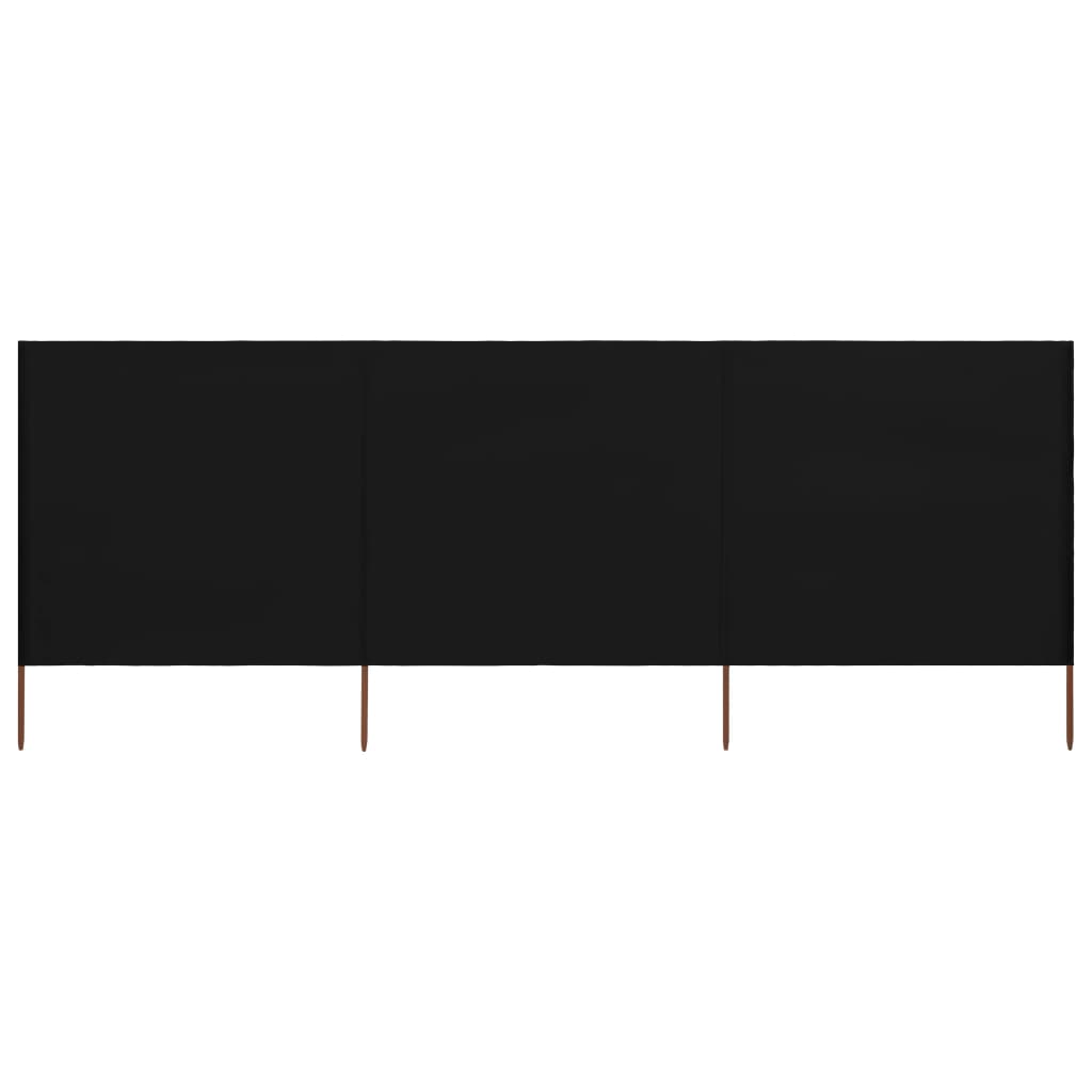 Windscherm 3-panelen 400x120 cm stof zwart