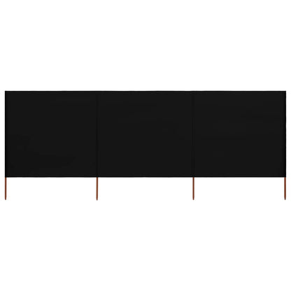 Windscherm 3-panelen 400x120 cm stof zwart
