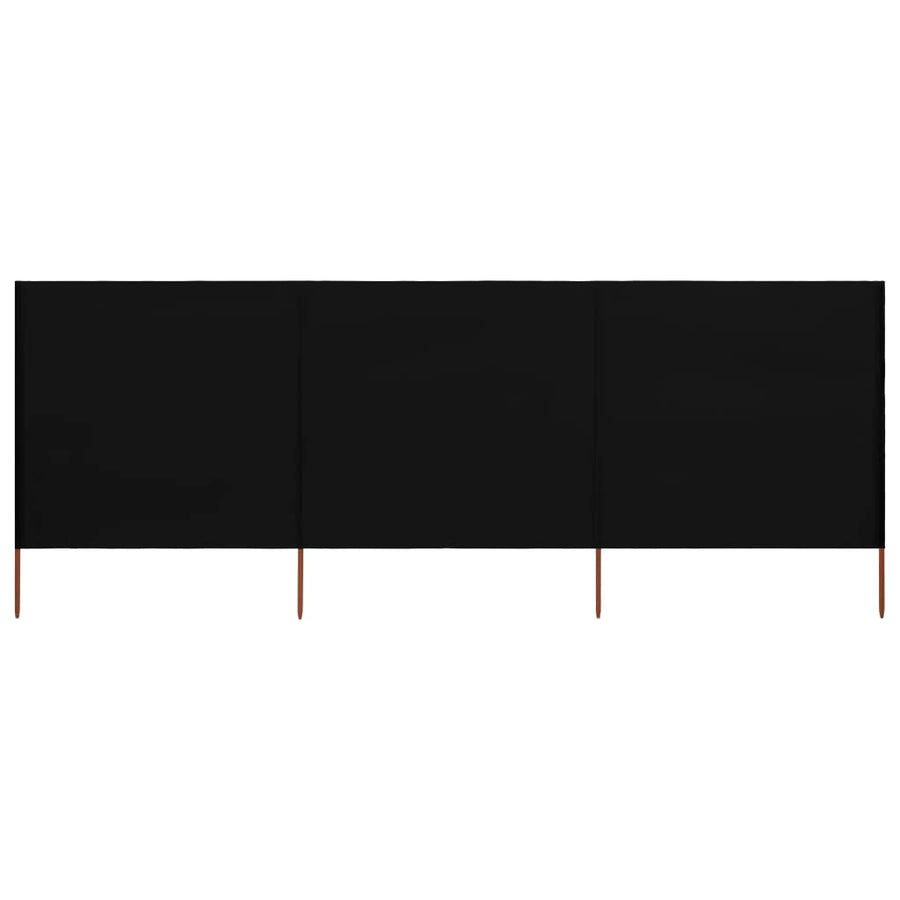 Windscherm 3-panelen 400x120 cm stof zwart