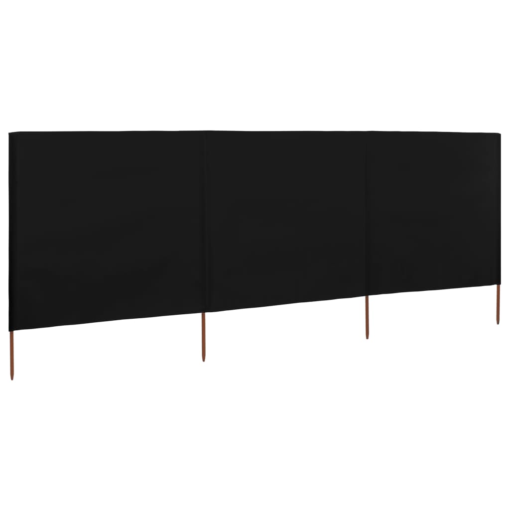 Windscherm 3-panelen 400x120 cm stof zwart