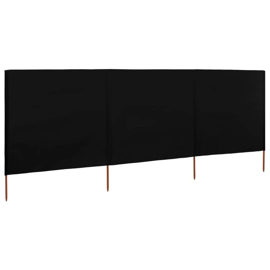Windscherm 3-panelen 400x120 cm stof zwart