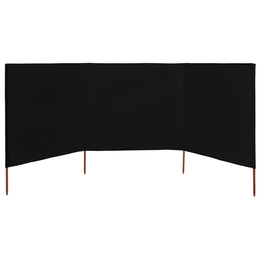 Windscherm 3-panelen 400x120 cm stof zwart