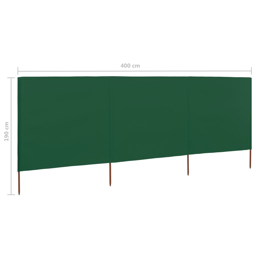 Windscherm 3-Panelen Stof 400 x 160 cm Groen