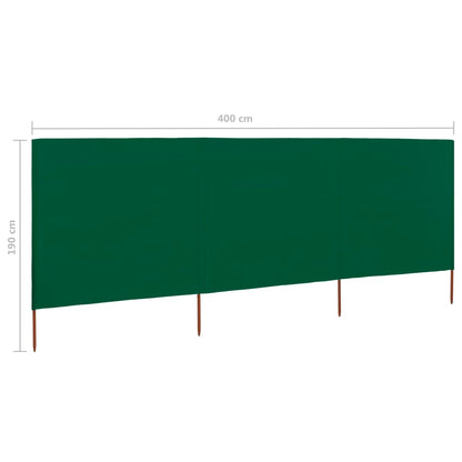 Windscherm 3-Panelen Stof 400 x 160 cm Groen