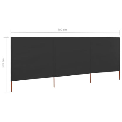 Windscherm 3-Panelen Stof 400 x 160 cm Antraciet