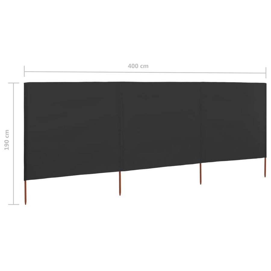 Windscherm 3-Panelen Stof 400 x 160 cm Antraciet