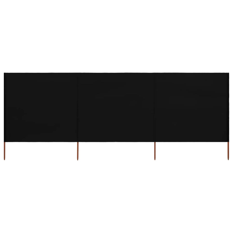 Windscherm 3-Panelen Stof 400 x 160 cm Zwart