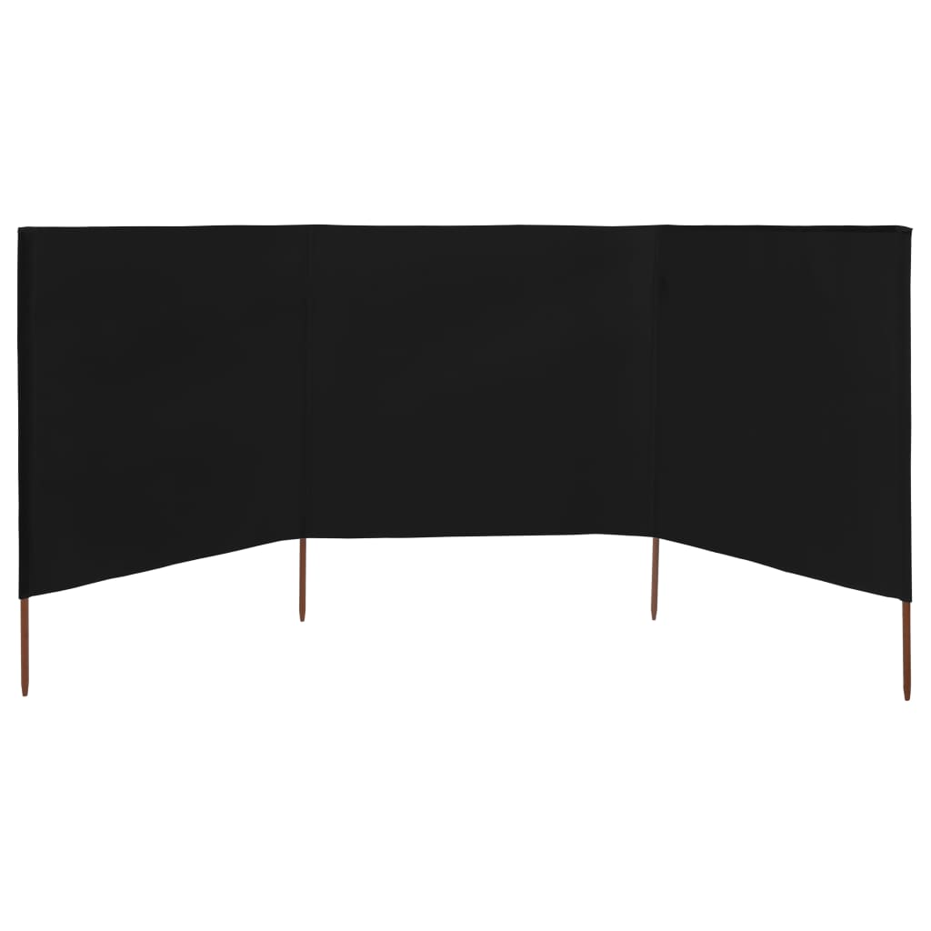 Windscherm 3-Panelen Stof 400 x 160 cm Zwart