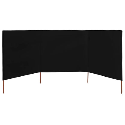 Windscherm 3-Panelen Stof 400 x 160 cm Zwart