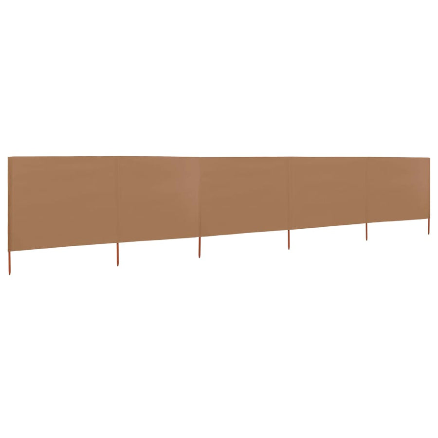 Windscherm 5-Panelen Stof 600 x 80 cm Taupe