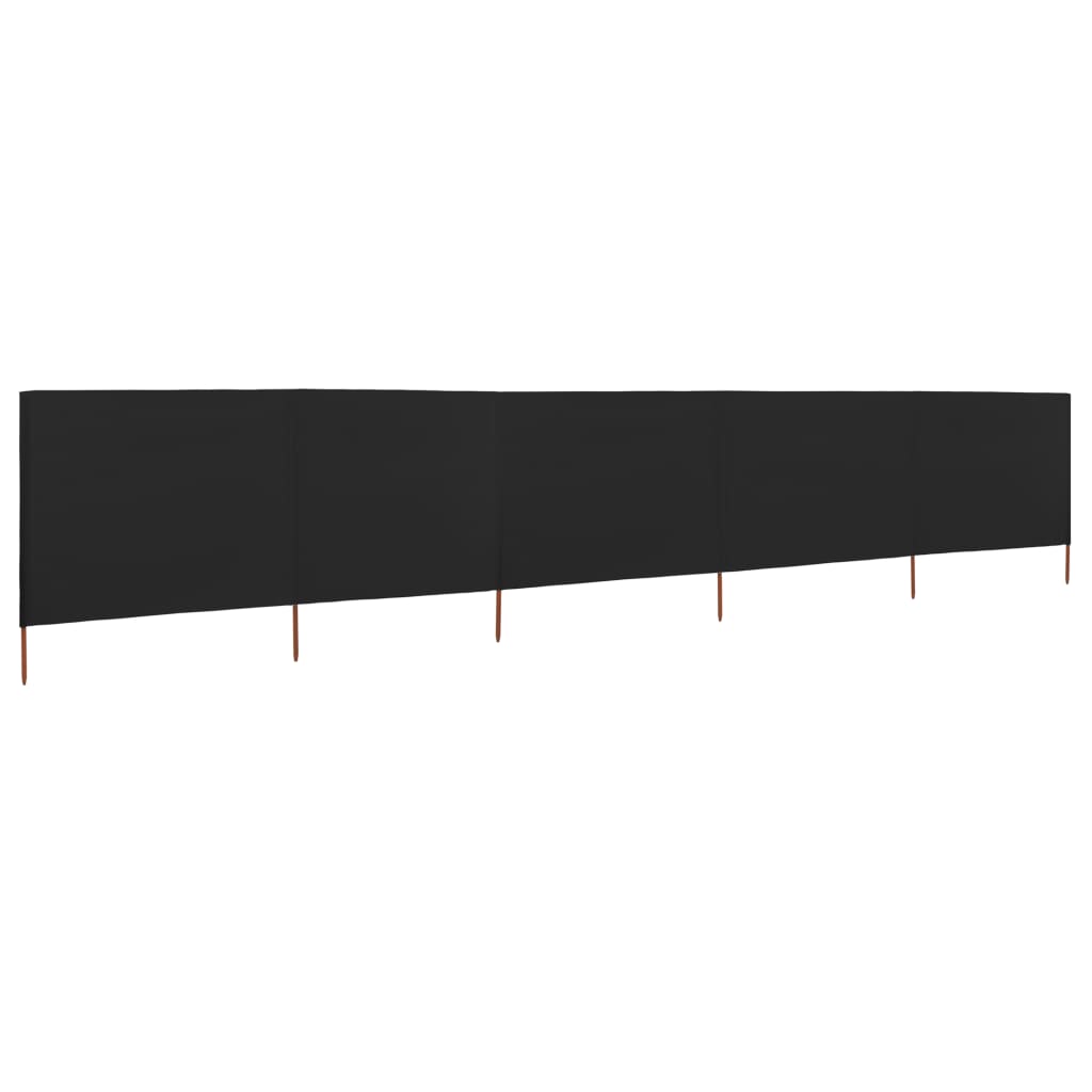 Windscherm 5-Panelen Stof 600 x 80 cm Zwart