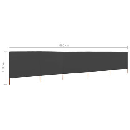Windscherm 5-Panelen 600X120 Cm Stof Antraciet 600 x 120 cm