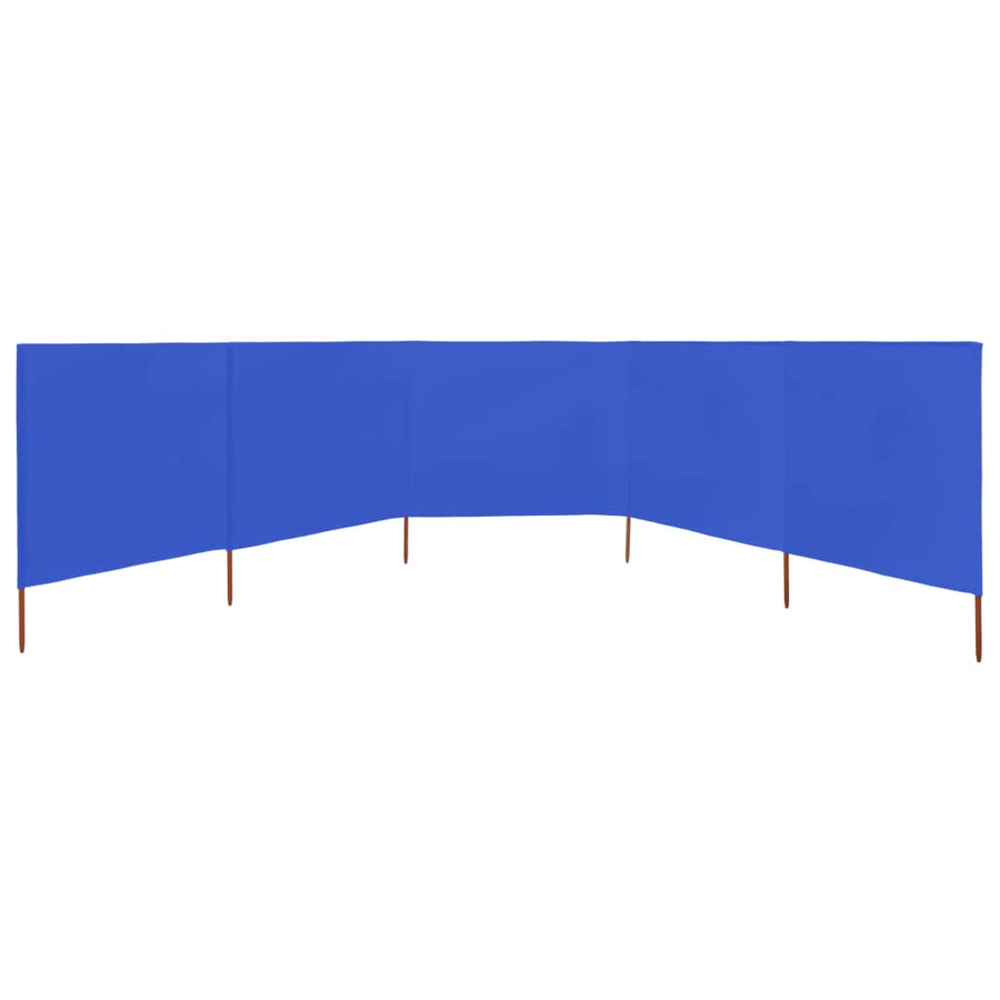 Windscherm 5-Panelen Stof Azuur 600 x 120 cm Blauw