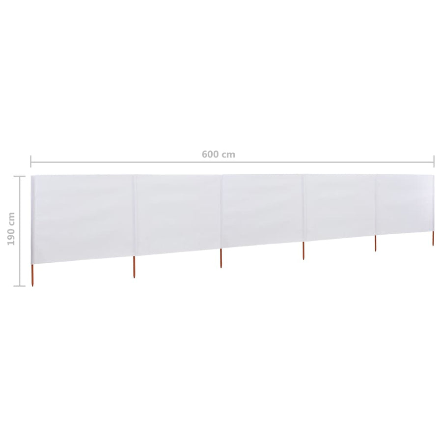 Windscherm 5-Panelen Stof 600 x 160 cm Zandwit