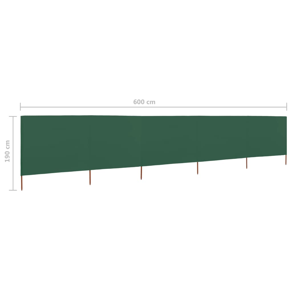 Windscherm 5-Panelen Stof 600 x 160 cm Groen