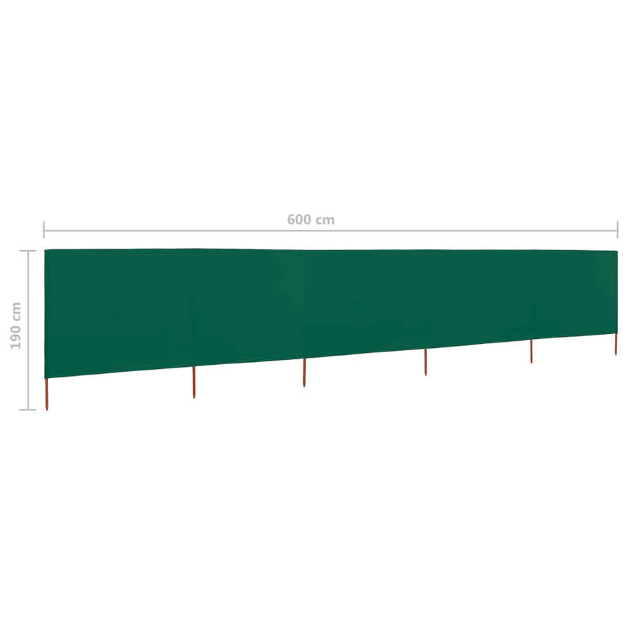 Windscherm 5-Panelen Stof 600 x 160 cm Groen