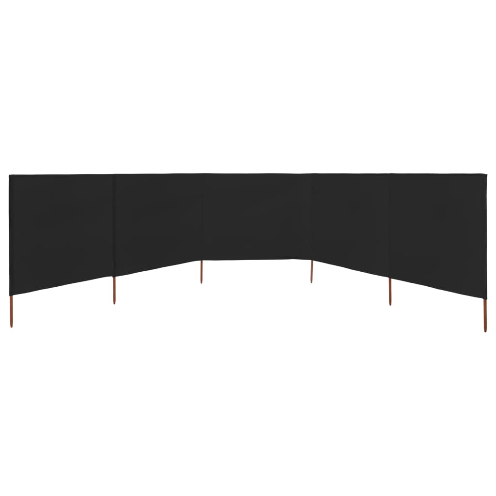 Windscherm 5-Panelen Stof 600 x 160 cm Zwart