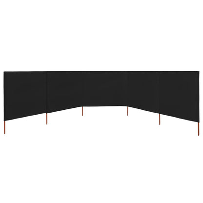 Windscherm 5-Panelen Stof 600 x 160 cm Zwart