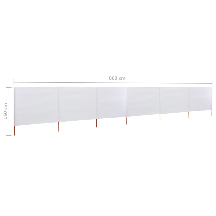 Windscherm 6-Panelen Stof 800 x 120 cm Zandwit