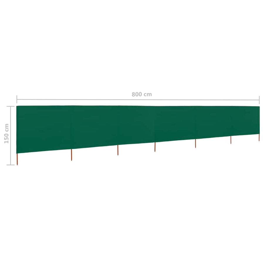 Windscherm 6-Panelen Stof 800 x 120 cm Groen