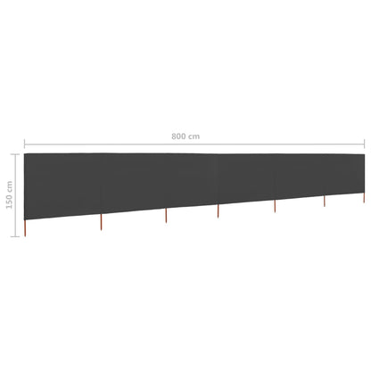 Windscherm 6-Panelen Stof 800 x 120 cm Antraciet