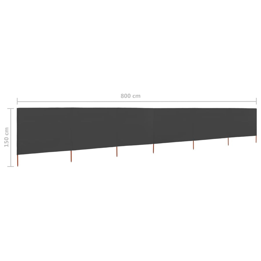 Windscherm 6-Panelen Stof 800 x 120 cm Antraciet