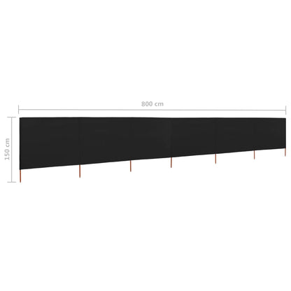 Windscherm 6-panelen 800x120 cm stof zwart