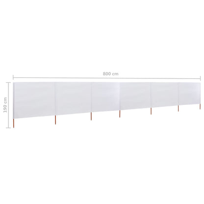 Windscherm 6-Panelen Stof 800 x 160 cm Zandwit