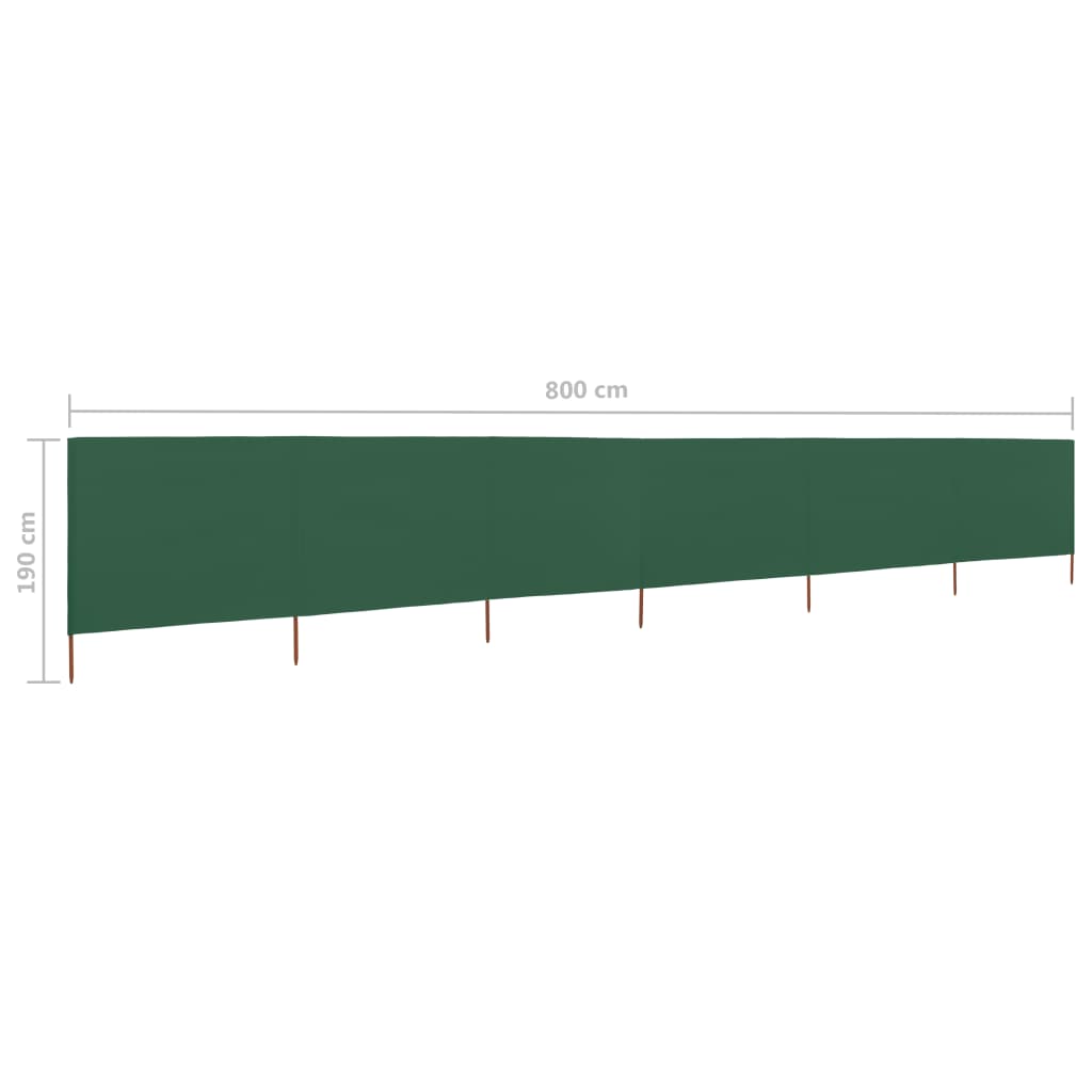 Windscherm 6-Panelen Stof 800 x 160 cm Groen