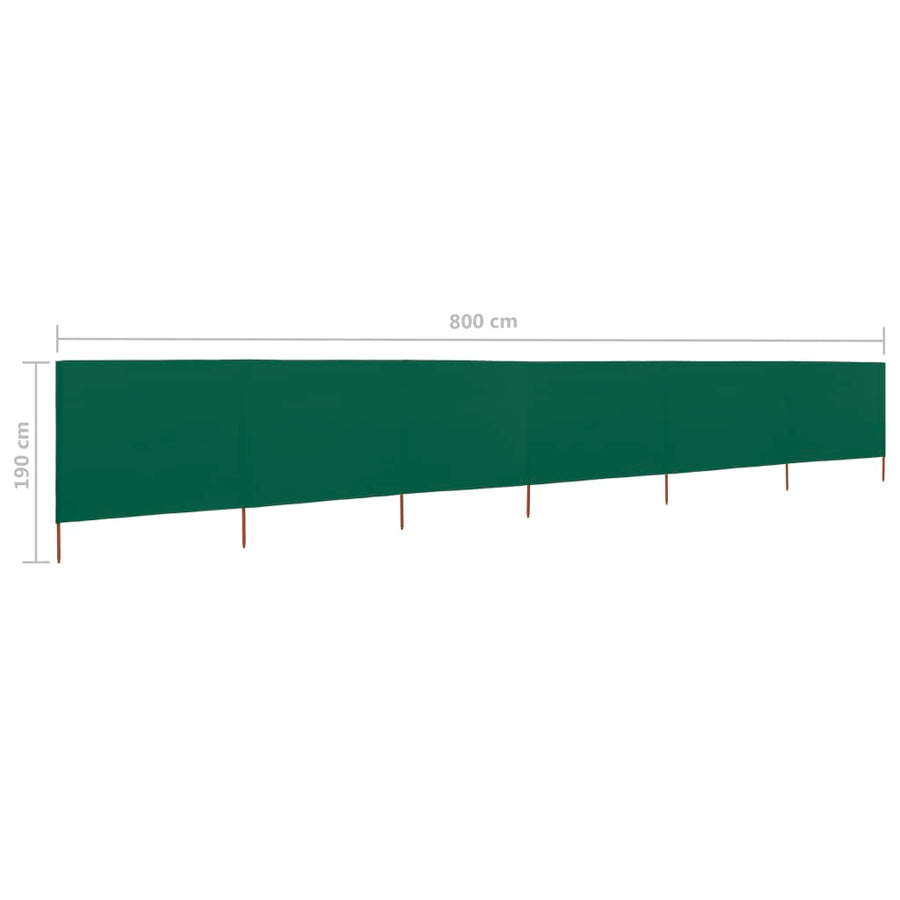 Windscherm 6-Panelen Stof 800 x 160 cm Groen