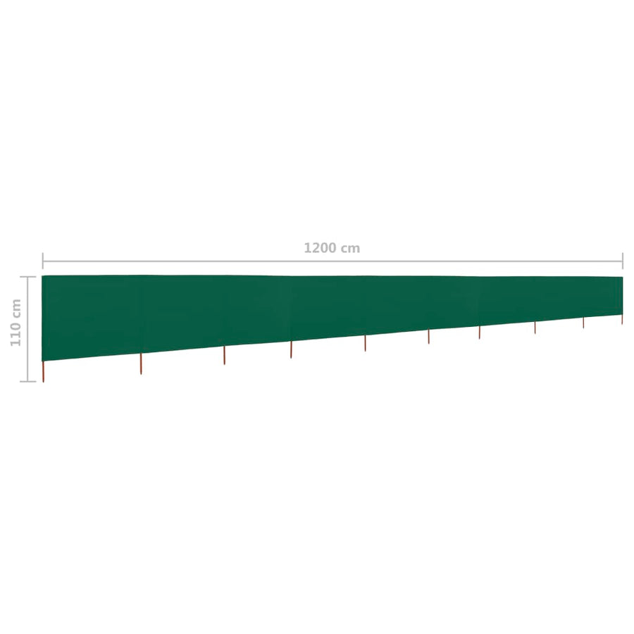Windscherm 9-Panelen Stof 1200 x 80 cm Groen