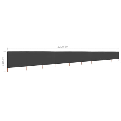 Windscherm 9-Panelen Stof 1200 x 80 cm Antraciet