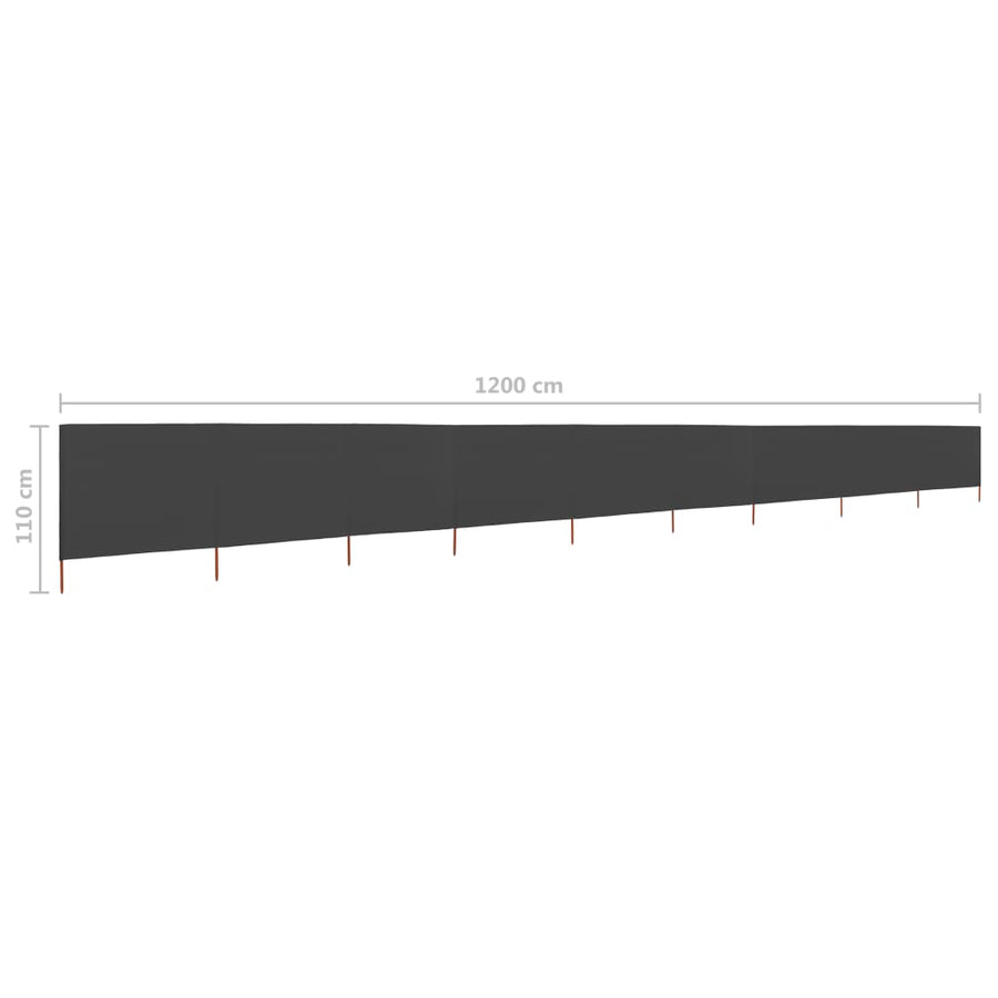 Windscherm 9-Panelen Stof 1200 x 80 cm Antraciet