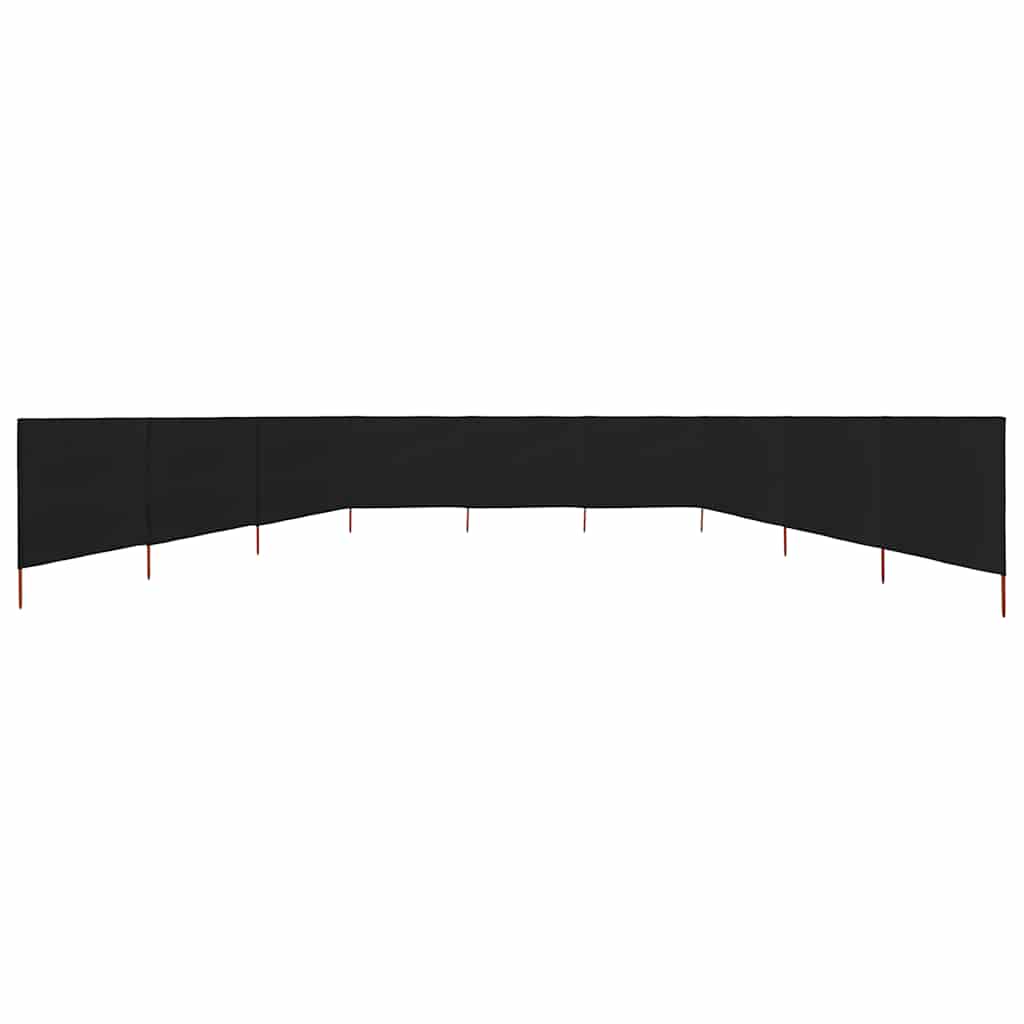 Windscherm 9-panelen 1200x80 cm stof zwart