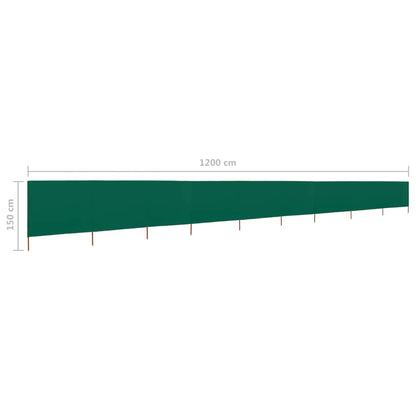 Windscherm 9-Panelen Stof 1200 x 120 cm Groen